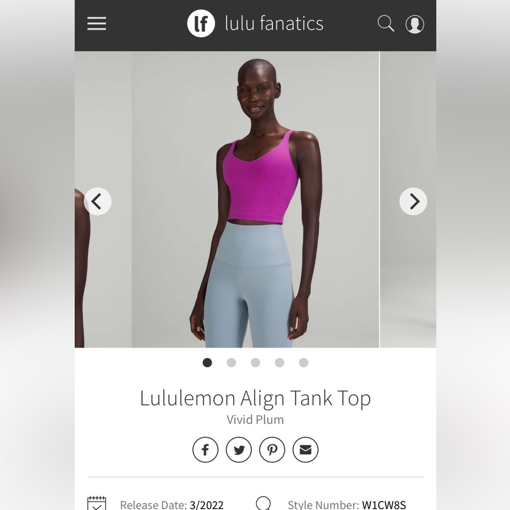 Lululemon vivid plum align tank